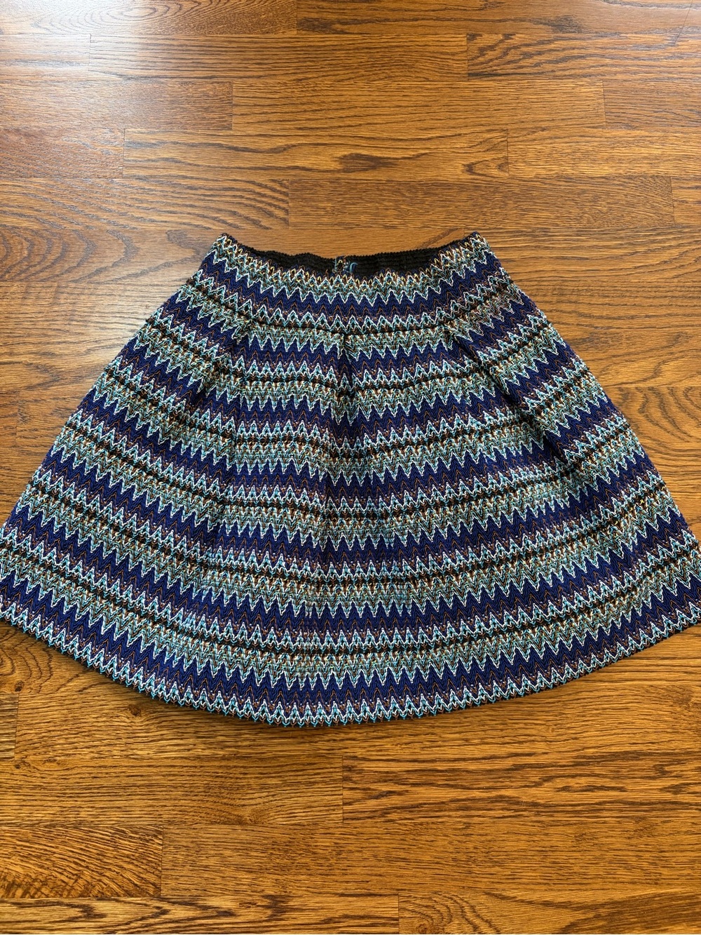 Xhilaration Multicolor Zigzag Knit Skater Skirt, Medium, Tribal Whimsigoth Indie